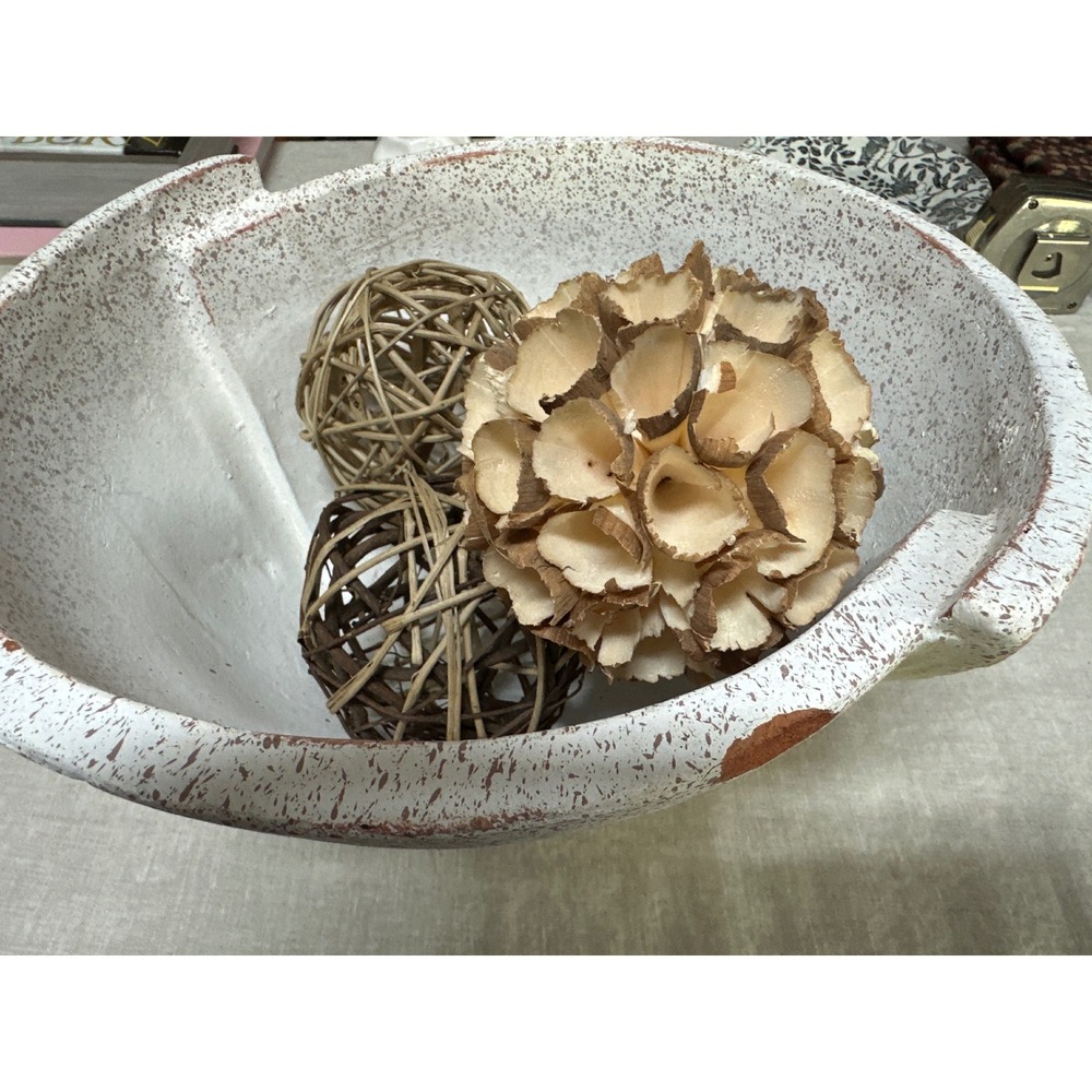 Studio McGee Threshold Decorative Bowl Cream Speckled Rustic 12.5in Centerpiece
